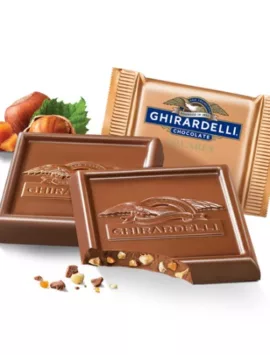 Ghirardelli Milk Chocolate Hazelnut Crunchy Caramel SQUARES Case Pack
