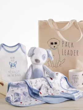 New Pup 9 Pc Mom & Baby Gift Basket
